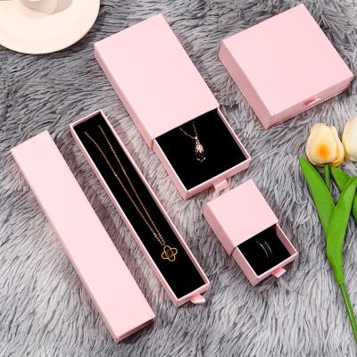 China Recyclable Custom Printed Cardboard Jewelry Box Drawer Eco-Friendly Hard Paper Luxury Slide Out Ring Jewelry Packaging Box With Logo for sale