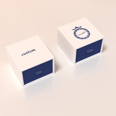 China Recyclable Logo Luxury Small Jewelery Ring Earring Bracelet Necklace Custom Cardboard Paper Gift Box Packaging Sliding Drawer Jewelry Box for sale