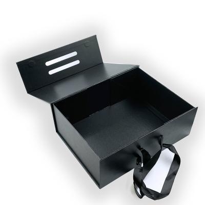 China Recyclable Wholesale Foldable Cardboard Luxury Gift Boxes With Ribbon Handle Closure Clothes Shoes Packaging Gift Box for sale