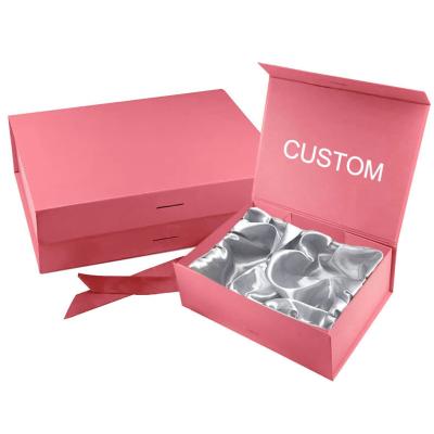 China Recyclable Logo Luxury Rigid Cardboard Hair Extensions Custom Wig Clothes Packaging Satin Striping Magnetic Package Gift Tissue Paper Box for sale