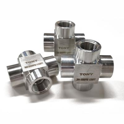 China STYLISH CNG SS NPT Thread Fitting Female Thread High Pressure Cross Pipe Fitting for sale