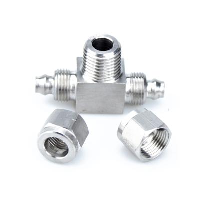 China Hose Lines Connect T Type Stainless Steel NPT BSP G Male Thread To Quick Connect Hose Connector Three Way Pneumatic Tube Fittings for sale