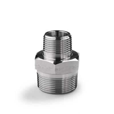 China CNG 304 Stainless Steel 316 NPT Thread Hex Nipple Reducer Pipe Fit Male Thread Reducing Pipe Nipple for sale