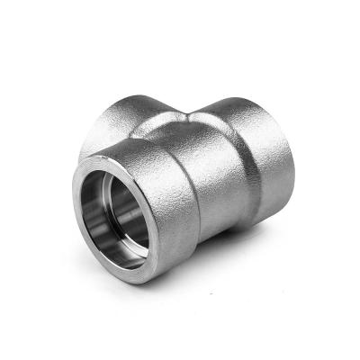 China CNG 304/316 Stainless Steel Socket Weld Tee Pipe Fitting Welding Fittings High Pressure Three Way Reducer for sale