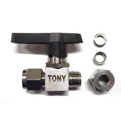 China General TONY High Pressure Oil and Gas Ball Valve SS304 Customized Size Logo Compression Ball Valve for sale