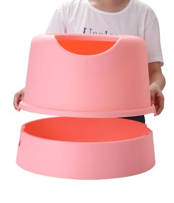 China HOT SALE Cute Circular Design Viable Color Cat Litter Box Large Size Top Entry With Lid And Scoop for sale