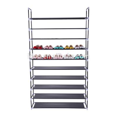 China cheap 10 Tier 50 Pairs Non-woven Fabric metal Shoe Tower Organizer Cabinet shoe rack for sale