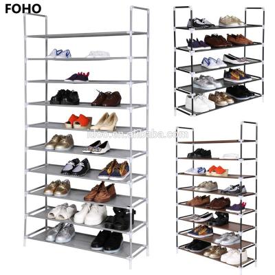 China hot sell 10 tier shoe rack easy to assemble , cheap plastic shoe rack for sale