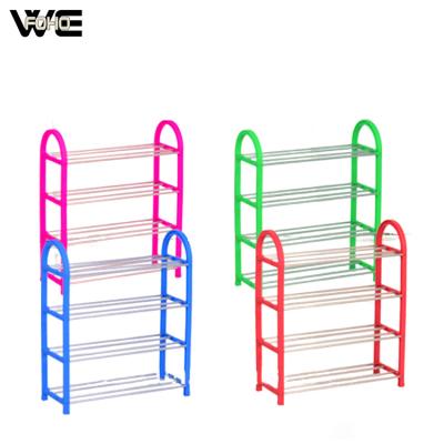 China Metal Plastic Shoe Shelf FH-SRA00284 Adjustable Stackable Plastic Storage Rack for sale