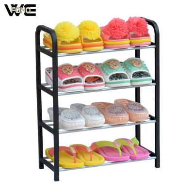 China 2019 Space Saving Plastic Shoe Shelf Black 4 Layers Color Foho Brand Shoe Organizer zu verkaufen