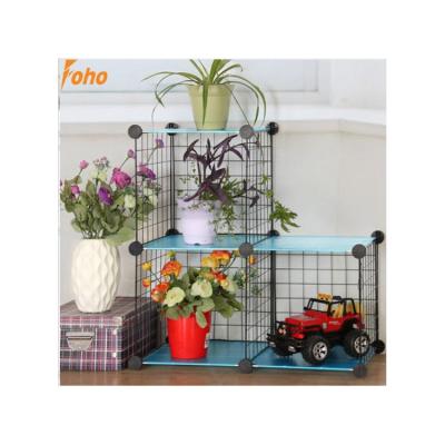 China 3 Cubes Metal Wire Mesh Rack Storage Closet Assembled By Plastic Wire Panel zu verkaufen