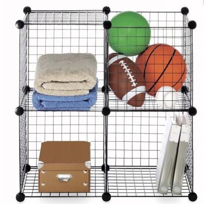 中国 4 Cubes Wire Mesh Rack Panels And Connector Glossy Diy Design Free Assemble 販売のため