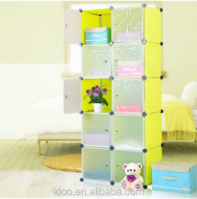 China Free standing modern design hot pp plastic bookcase shelf colorful cubes bookcase waterproof book shelf storage FH-AL0037-10 for sale