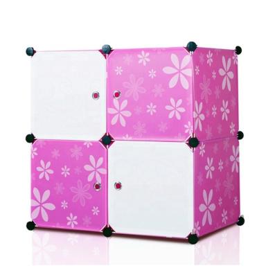 China Colorful Cube Storage Cabinet With Panels And Doors Double Color Kids Pink for sale