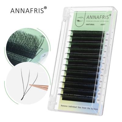 China ANNAFRIS New Product Natural Soft Faux Mink Eyelash Extension Premade Fans Volume Russian Lashes C D Curl W Shape Eyelash Extensions for sale