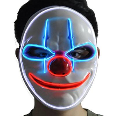 China Holloween\Party EL Wire Luminous LED Glowing Mask Light Up Clown Mask for sale