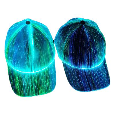 China COMMON 7 Color Changeable LED Baseball Caps , Glowing LED Fiber Optic Caps for sale