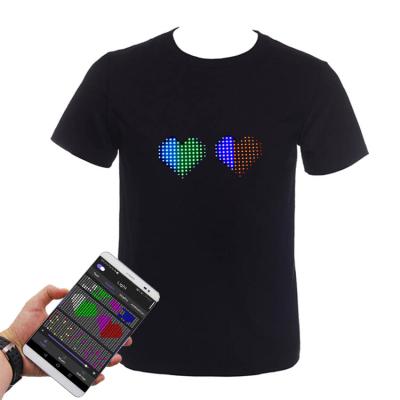 China For party led t-shirt, APP controlled led scroll message t-shirts for sale