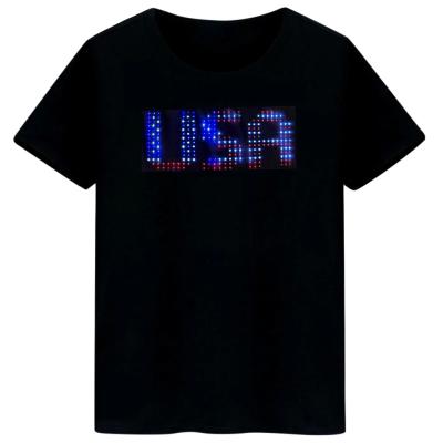 China For Party Blue Tooth T-shirt Programmable Led DJ LED T-shirt Built-in Battery Scrolling Text Animation Message Matrix Display for sale