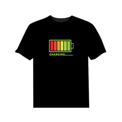 China Party Rechargeable Noise Active Led T-Shirt, Light Up EL Panel Flashing T-Shirt For Party, Festival for sale