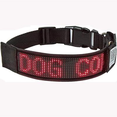 China Reflective USB Rechargeable Led Display Dog Collar , DIY Personalized Waterproof Lightweight Dog Collar for sale