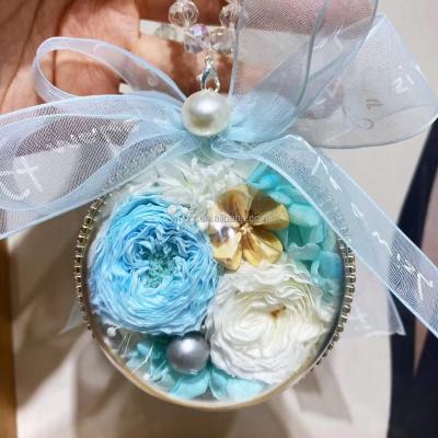 China Wholesale Colorful Immortal Car Key Chain Creative Immortal Flower Ball Hanging Acrylic Valentine's Day Mother's Day Gifts for sale