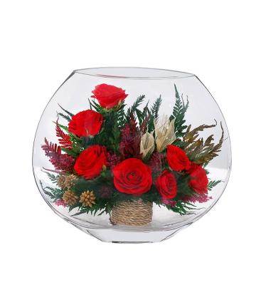 China Natural Touch Factory Supply Valentine Day Gifts Preserved Flower Forever Rose Glass Cover Eternal Rose for sale