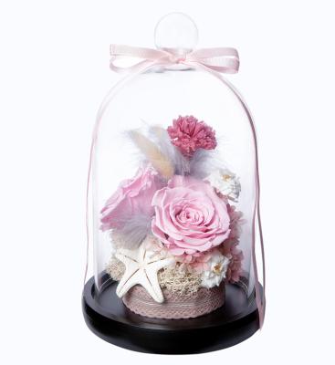 China Cost-effective Wholesale Glass Dome Eternal Natural Touch Preserved Eternal Rose for sale