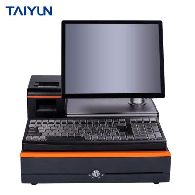 China Fanless Dual Screen 14 Inch All In One POS Electronic Cash Register For Restaurant And Supermarket Use for sale