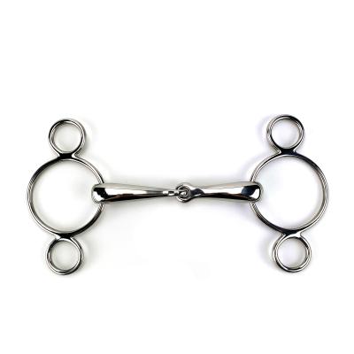 China Continenal SS Gag Bitten Stainless Steel Gag Horse Bit Continental 3 Rings Cheek Rings for sale