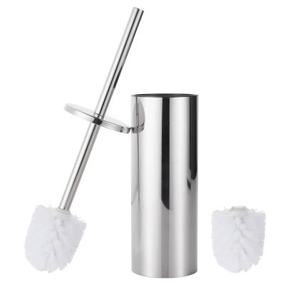 China Modern Household 2 Pack Soft 304 Series Stainless Steel Bristle Toilet Bowl Cleaning Brush With Holder Set for sale