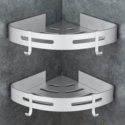 China Triangle Bathroom Corner Storage Space Aluminum Metal Wall Shelf Wholesale Standing Type Bathroom Shelf for sale