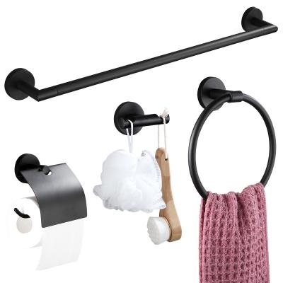 China Wholesale Modern Matte Black Towel Ring Bathroom Wall Accessories Hotel Towel Rack for sale