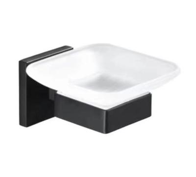 China Modern Matte Black Hotel Bath Towel Rod Fittings Soap Dish for sale