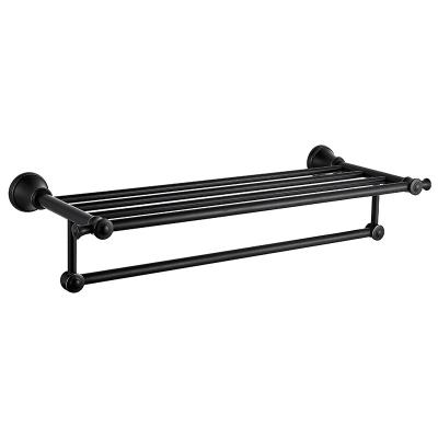 China Latest Modern Commercial Metal Toilet Bathroom Black Towel Rack for sale