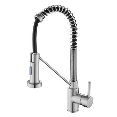 China Pull Out Spray Luxury Brass Stainless Steel Pull Down Single Handle Flexible Kitchen Sink Faucets Pull Out With Spring Hose for sale