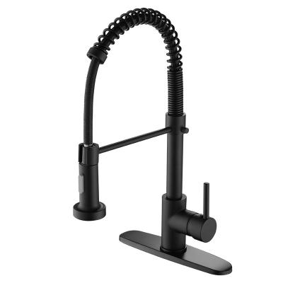 China Pull Out Spray Modern Stainless Steel Black Brass Commercial Deck Mounted Kitchen 360 Wedge Water Faucet Hose Faucet for sale