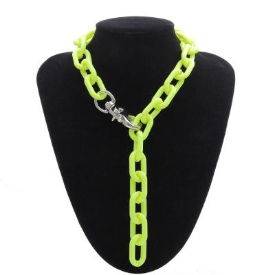 China Trendy Item Flat Acrylic Sterling Personality Hip Hop Cuba Ring Thick Green Colorful Party Necklace Swag Fashion Accessories for sale