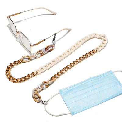 China Chain For Mask Or Eyewear Acrylic Non-slip Simple Ivory Glasses Chain Gold Metal Fashion Environmental Protection Retro Masking Chain for sale