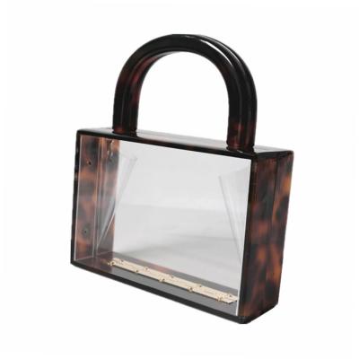 China Wholesale Luxury Clear PVC Bag Evening Party Hand Purse Fashion Tortoiseshell Box Fashion Tortoiseshell Box Acrylic Evening Clutch Bag Ladies Pearl Clutch Bag With Handle for sale