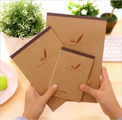 China Eco-friendly Paper Hot Selling Custom Size Printed Customizable Office Stationery Kraft Paper Cover Paper Notepad Notebook for Drawing Painting for sale