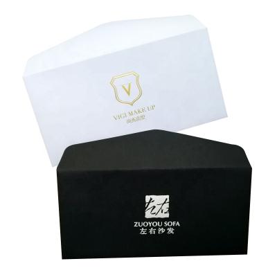 China Factory Recycled Custom Printed Luxury Black Card Envelope Gold Stamp Logo A4 Large Envelope Bag for sale