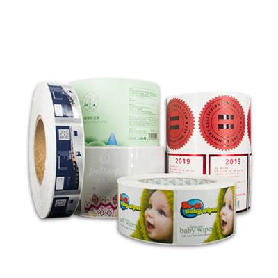 China Custom Manufacturers Transparent Logo Roll Adhesive Printing Private Label Trademark Label Stick for sale