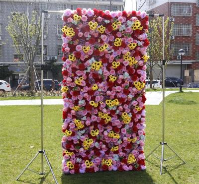 China Wedding Home Wall Decoration N-015 Wedding Centerpieces Spring Rose Decorative Flower Ball Fabric Curtain 3d Flower Wall Panels For Outdoor Cafe Decor for sale