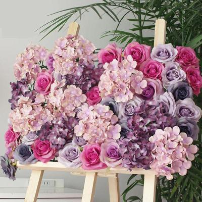 China Wedding Artificial Rose Hydrangea Red White Purple Wedding Rose Home Decoration J-009 Low Price Silk Flower Wall Panel Backdrop For Decoration for sale