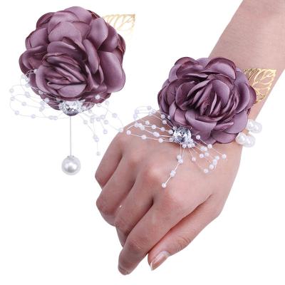 China W-105 Fashion Girl Bridesmaid Artificial Silks Wedding Wrist Corsage Party Prom Hand Flowers For Girls Bridesmaid Bride for sale