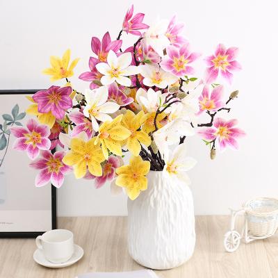 China J-006 cheap real touch/latex for wedding home elegant flower magnolia table centerpiece party decoration artificial silk fabric flowers for sale