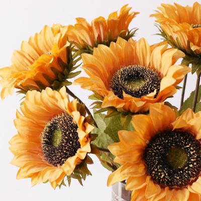 China Wholesale Price C008 Artificial Single Stem Sunflower Yellow Yellow Wall Long Stem Eco - Friendly / Durable With Wedding Home Decoration for sale