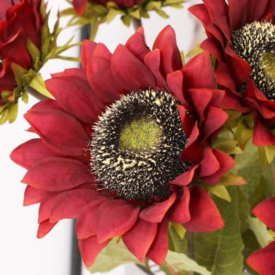 China Simple Sexy Artificial Stem Sunflower Plant Wall Wholesale Supplier Eco-friendly / Durable Long With Wedding Party Decoration for sale