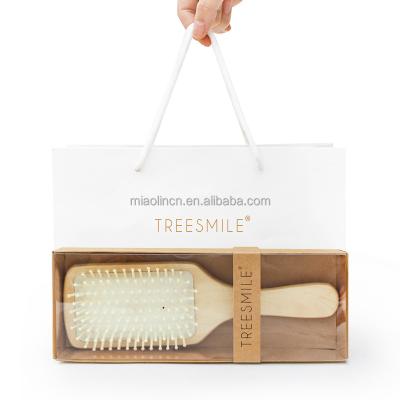 China For Home Use Gift Giving Comb Gift Box Quality Bulk Oval Shape Bamboo Tooth Head Airbag Massage Wooden Hair Comb Cepillos Pair for sale